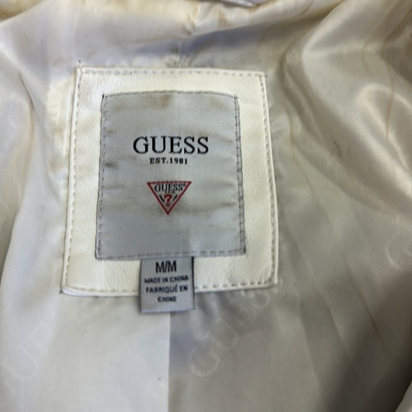 Guess Jacket with knit hood Cream with Gold zippers size Medium - Picture 3 of 7